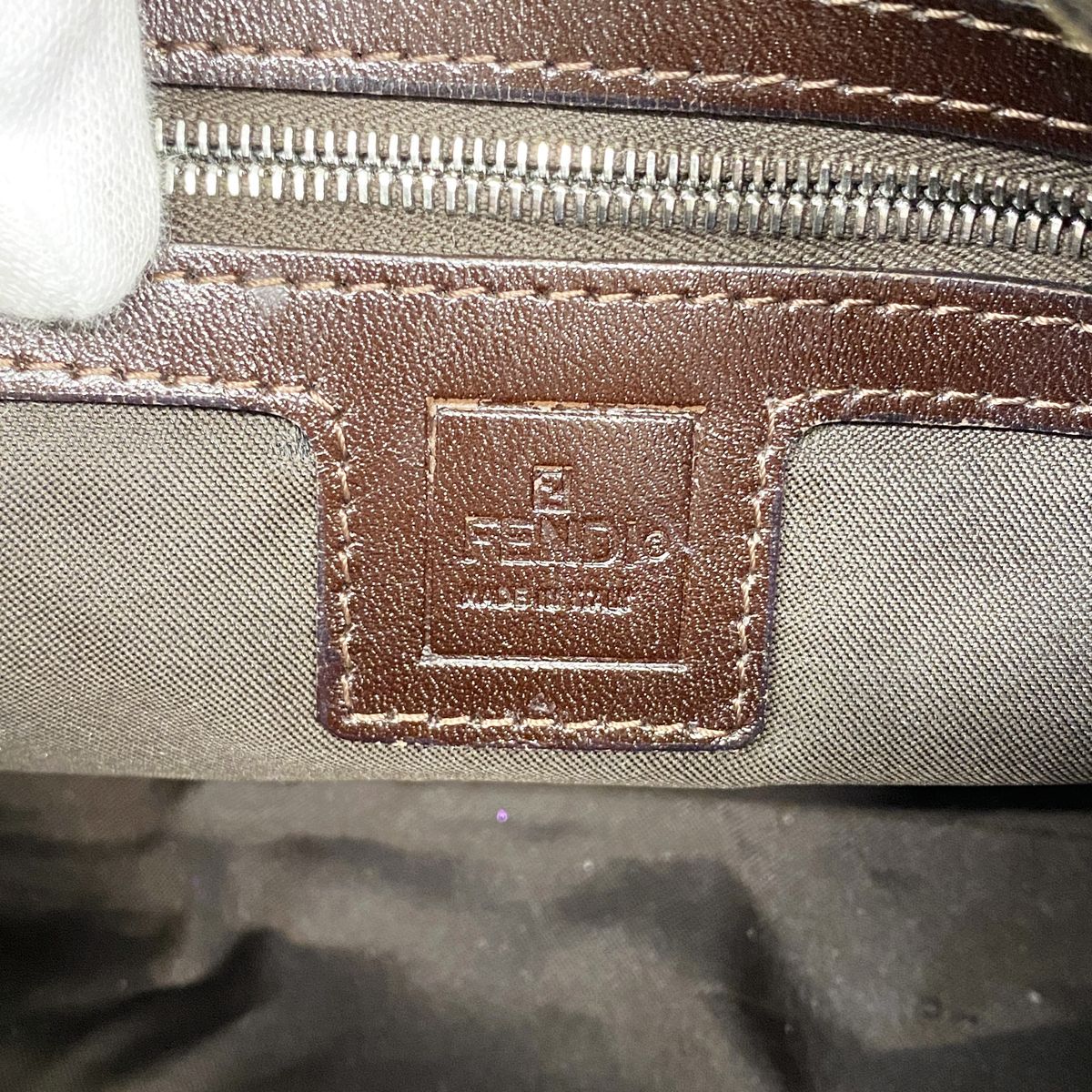 Fendi Handbag Zucca Mamma Bucket Nylon Canvas Brown Silver — view 5