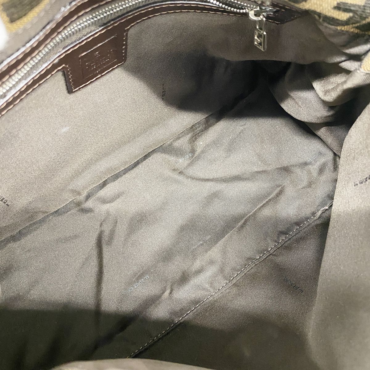 Fendi Handbag Zucca Mamma Bucket Nylon Canvas Brown Silver — view 4