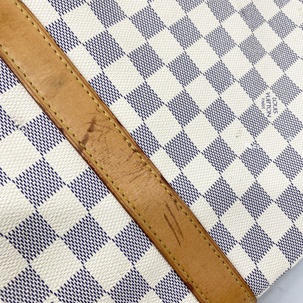Louis Vuitton Boston Bag Damier Azur Keepall Bandouliere 55 White — view 8