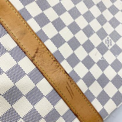 Louis Vuitton Boston Bag Damier Azur Keepall Bandouliere 55 White — view 8