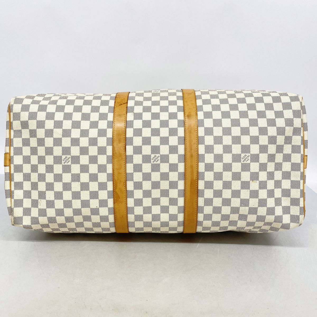 Louis Vuitton Boston Bag Damier Azur Keepall Bandouliere 55 White — view 3