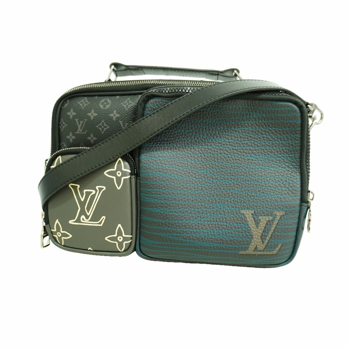 Louis Vuitton Handbag Monogram Eclipse Patchwork Messenger Multi Pocket Black