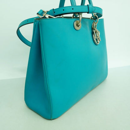 Dior Handbag Diorissimo Leather Blue Silver 2-Way Bag — view 2