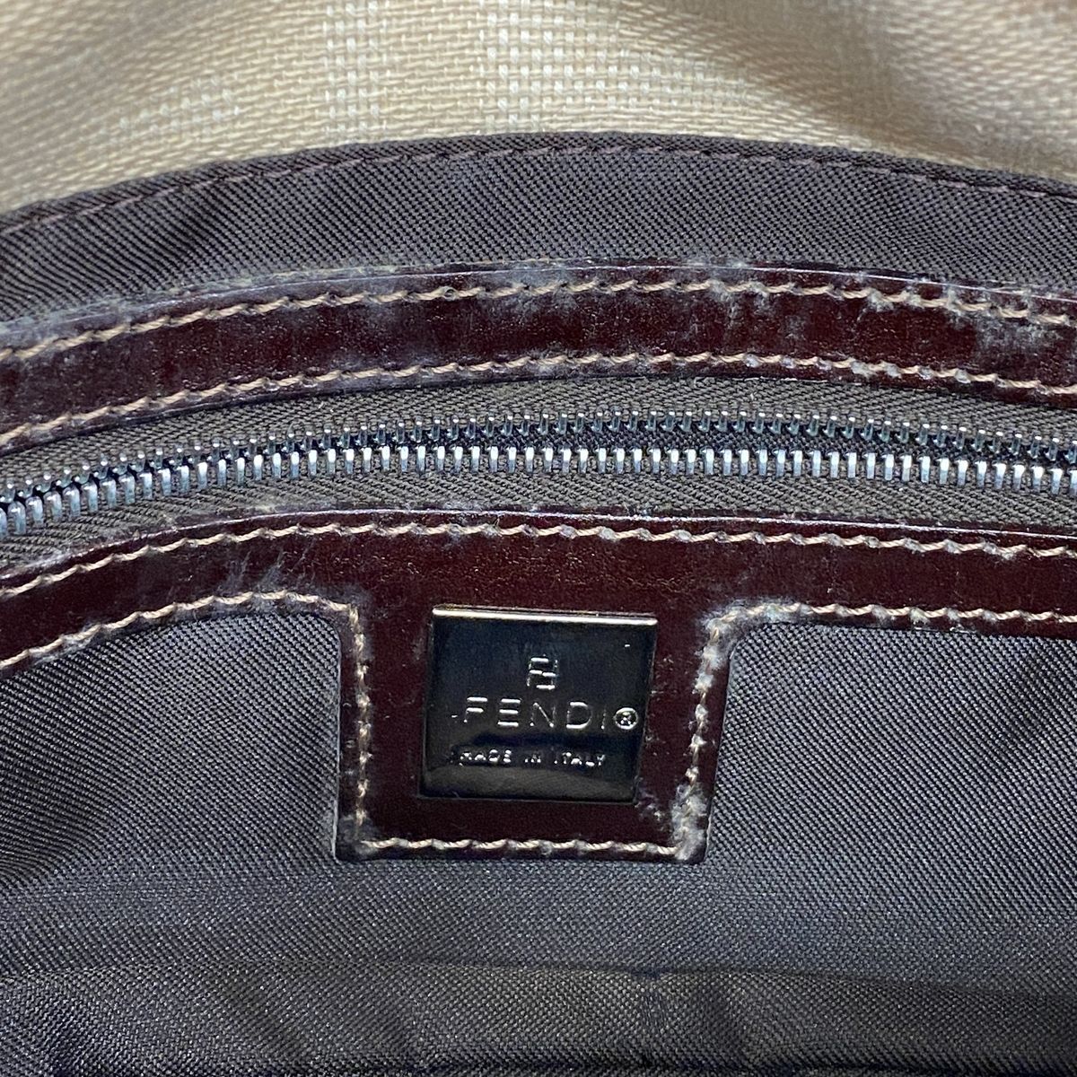 Fendi Handbag Zucca Mamma Bucket Canvas Beige Silver — view 5