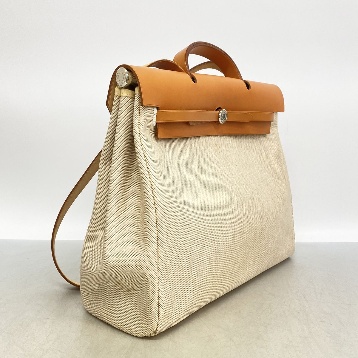 Hermes Handbag Herbag MM Toile H Natural Silver 2-Way Bag — view 2