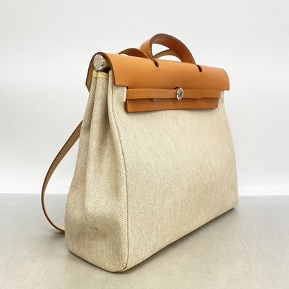 Hermes Handbag Herbag MM Toile H Natural Silver 2-Way Bag — view 2