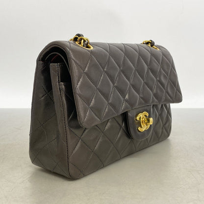 Chanel Shoulder Bag Quilted Lambskin Black Gold — view 2