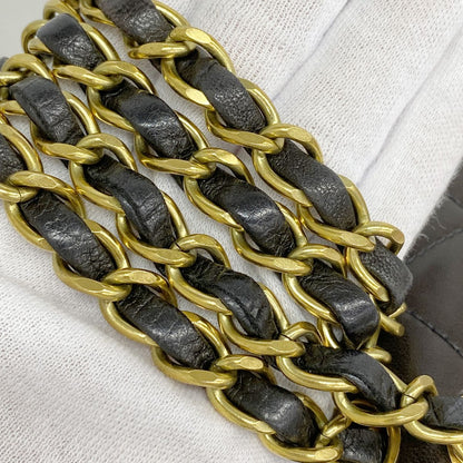 Chanel Shoulder Bag Quilted Lambskin Black Gold — view 7