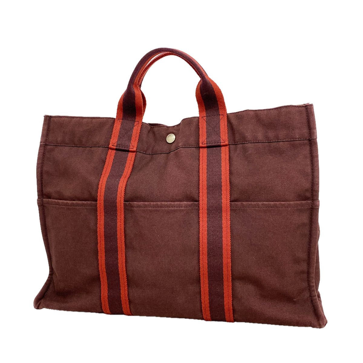 Hermes Tote Fourre Tout MM Canvas Brown Silver