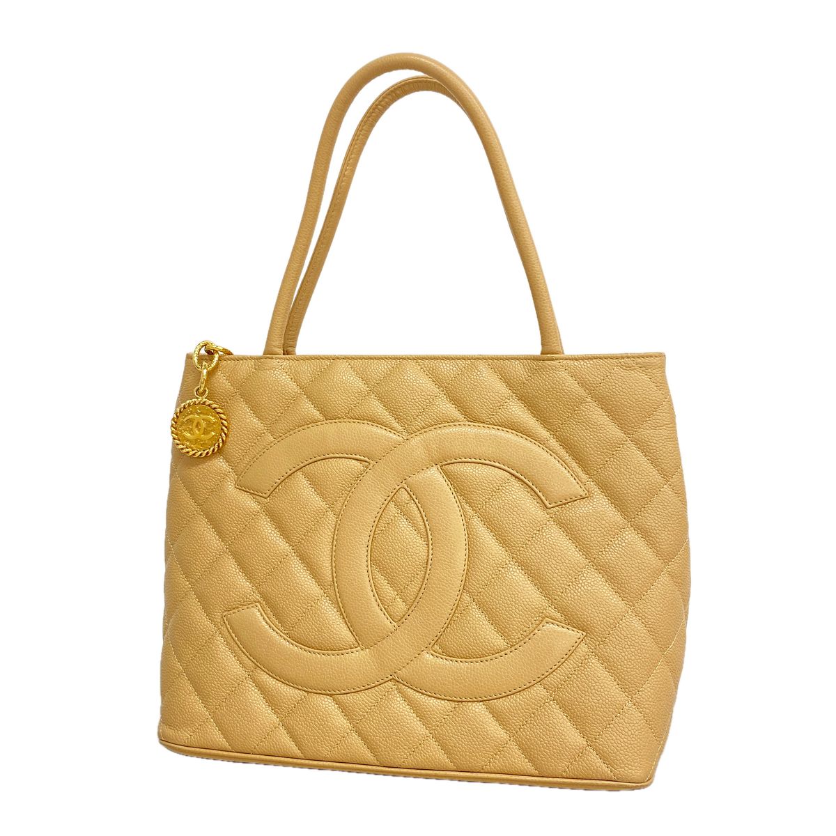 Chanel Tote Reissue Caviar Leather Beige Gold