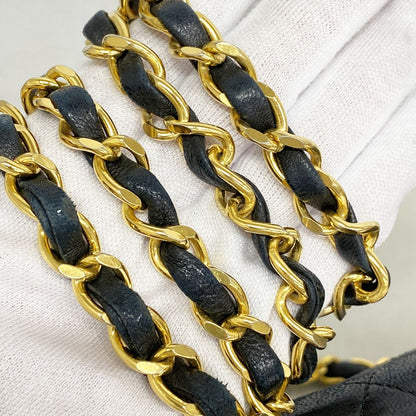 Chanel Shoulder Bag Quilted Lambskin Black Gold — view 7