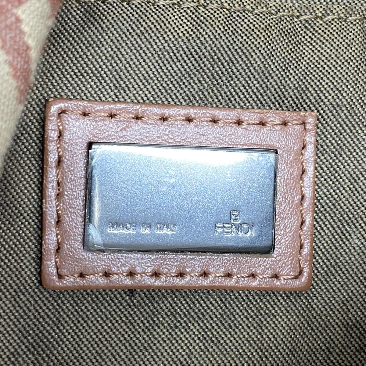 Fendi Handbag Zucchino Nylon Canvas Pink Beige Silver — view 5