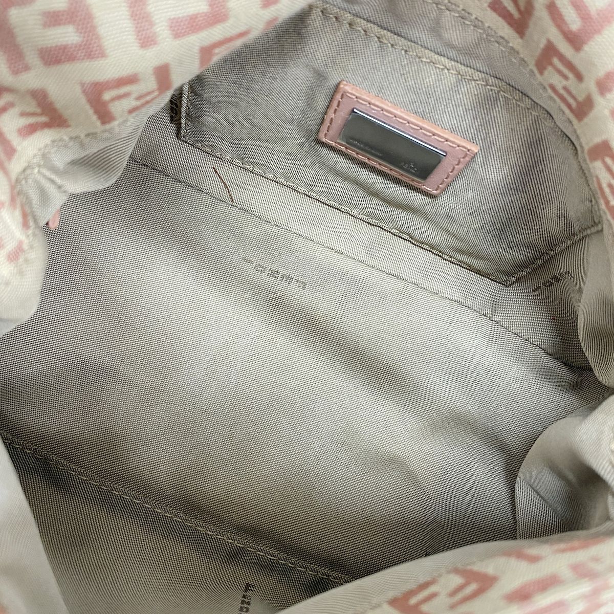 Fendi Handbag Zucchino Nylon Canvas Pink Beige Silver — view 4