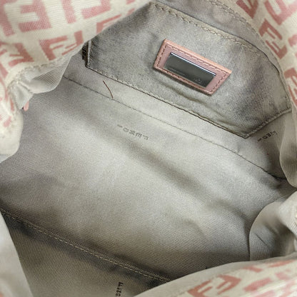 Fendi Handbag Zucchino Nylon Canvas Pink Beige Silver — view 4