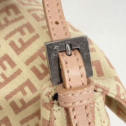 Fendi Handbag Zucchino Nylon Canvas Pink Beige Silver — view 7