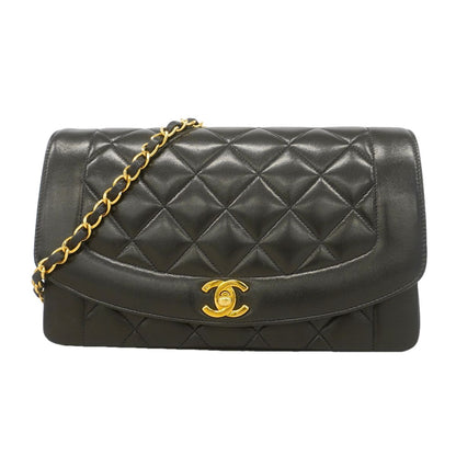 Chanel Shoulder Bag Diana Lambskin Black Gold