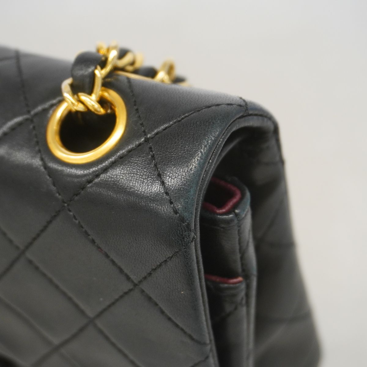 Chanel Shoulder Bag Quilted Lambskin Black Gold — view 7