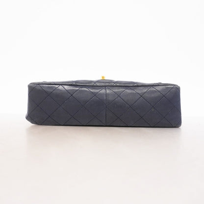 Chanel Shoulder Bag Quilted Lambskin Navy Gold — view 3