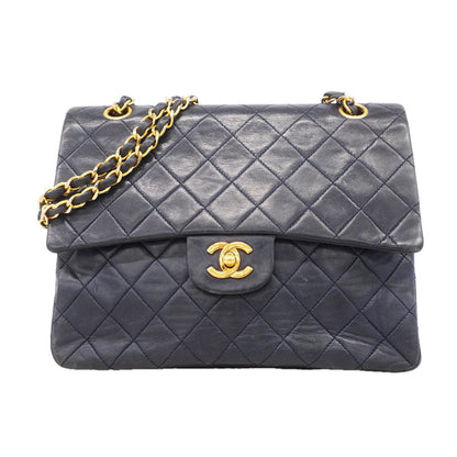 Chanel Shoulder Bag Quilted Lambskin Navy Gold