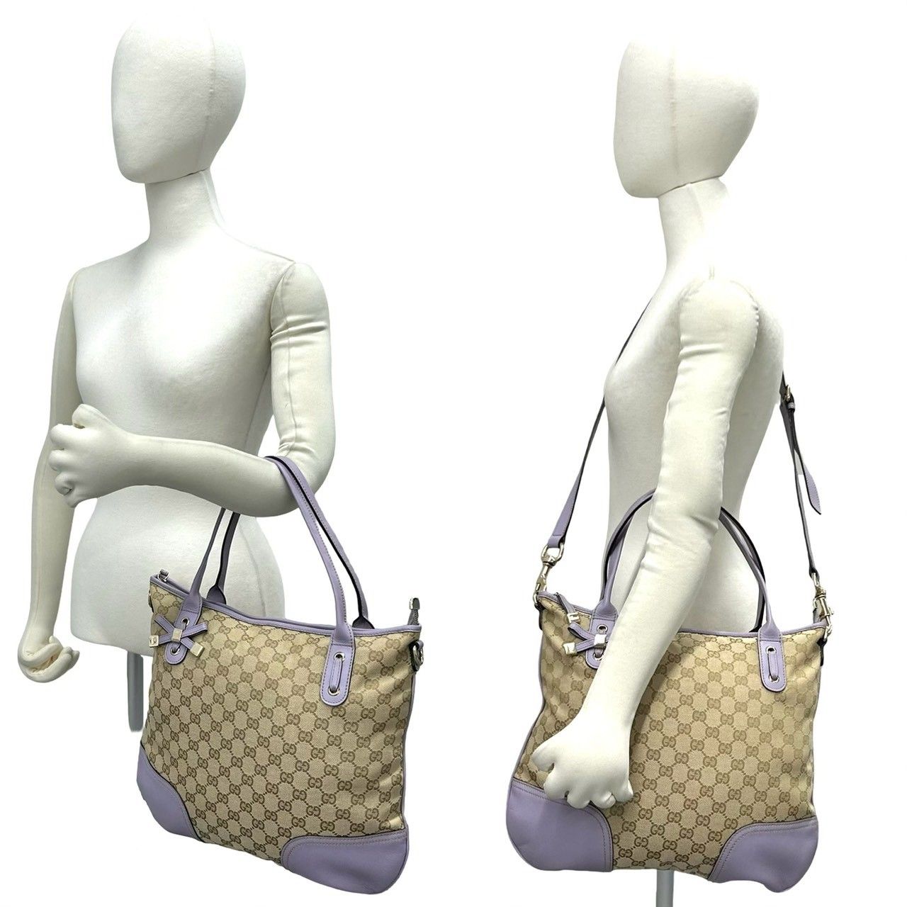 Gucci Princy GG Logo Pattern Canvas Leather 2-Way Shoulder Bag Tote Brown — view 2