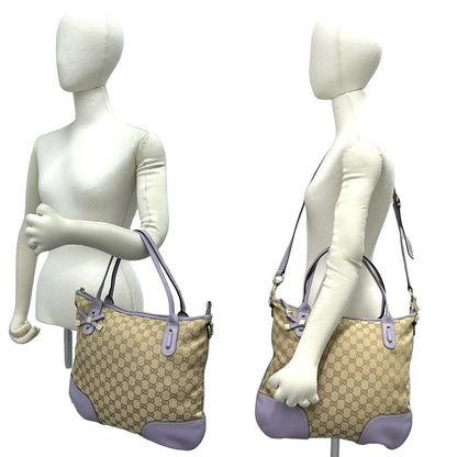 Gucci Princy GG Logo Pattern Canvas Leather 2-Way Shoulder Bag Tote Brown — view 2