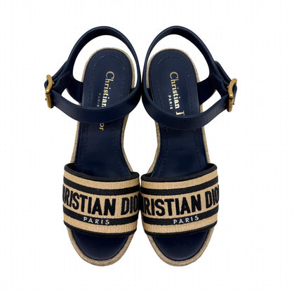 Dior Dway Wedge Sandals Natural Navy — view 7