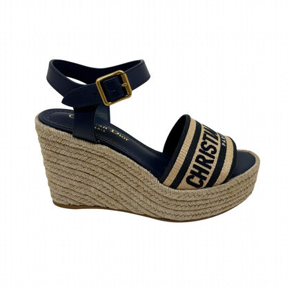 Dior Dway Wedge Sandals Natural Navy — view 4