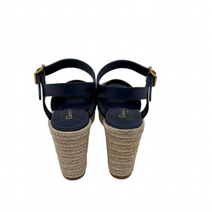 Dior Dway Wedge Sandals Natural Navy — view 6