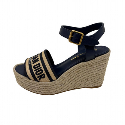 Dior Dway Wedge Sandals Natural Navy — view 2