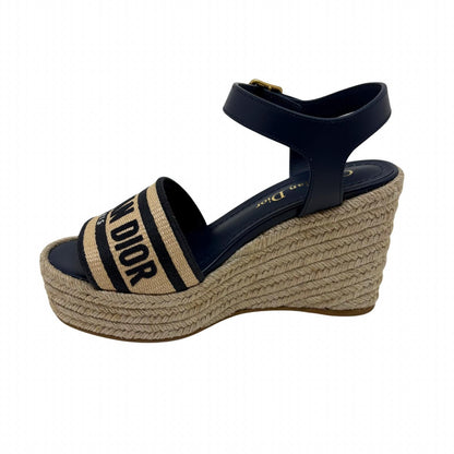 Dior Dway Wedge Sandals Natural Navy — view 5