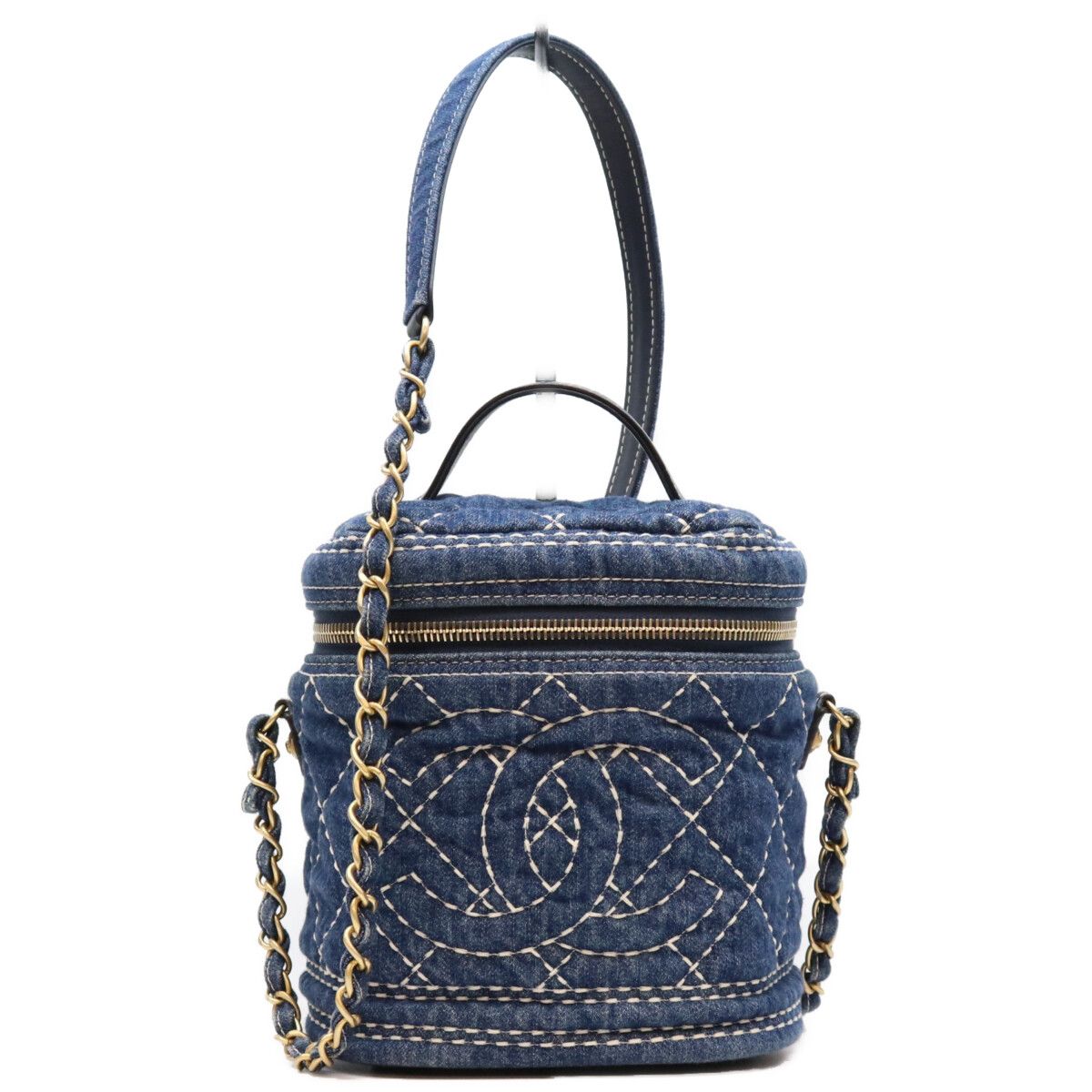 Chanel Blue Denim Wild Stitch Handle Vanity Shoulder Bag