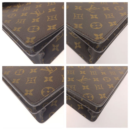 Louis Vuitton Monogram Serviette Conseil Brown Gold Leather Business Bag — view 3