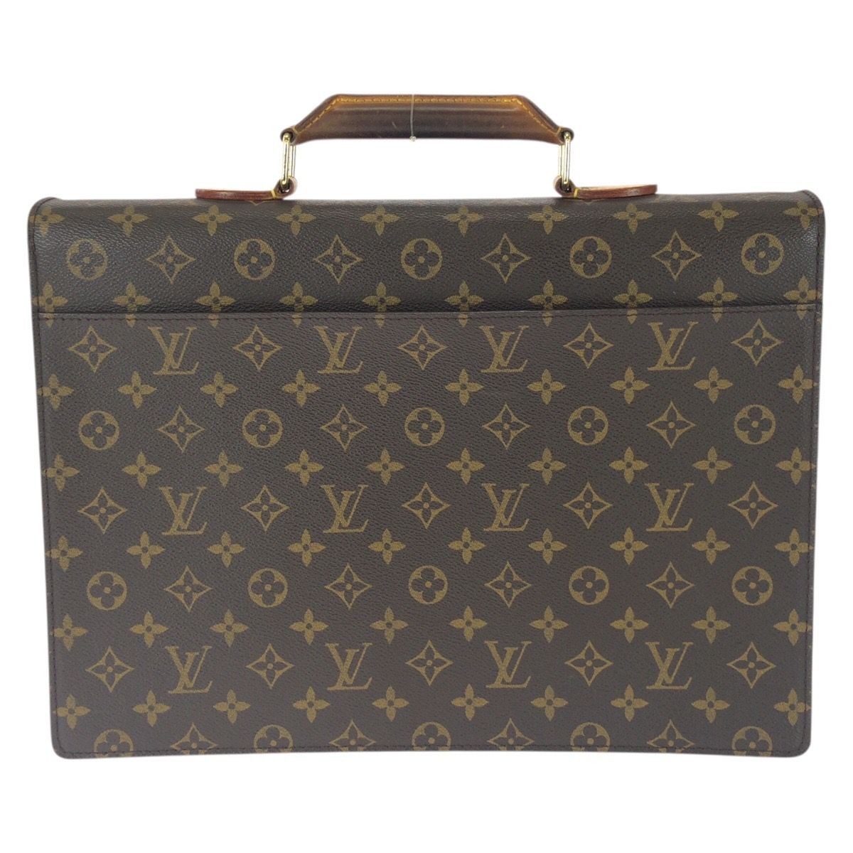 Louis Vuitton Monogram Serviette Conseil Brown Gold Leather Business Bag — view 2