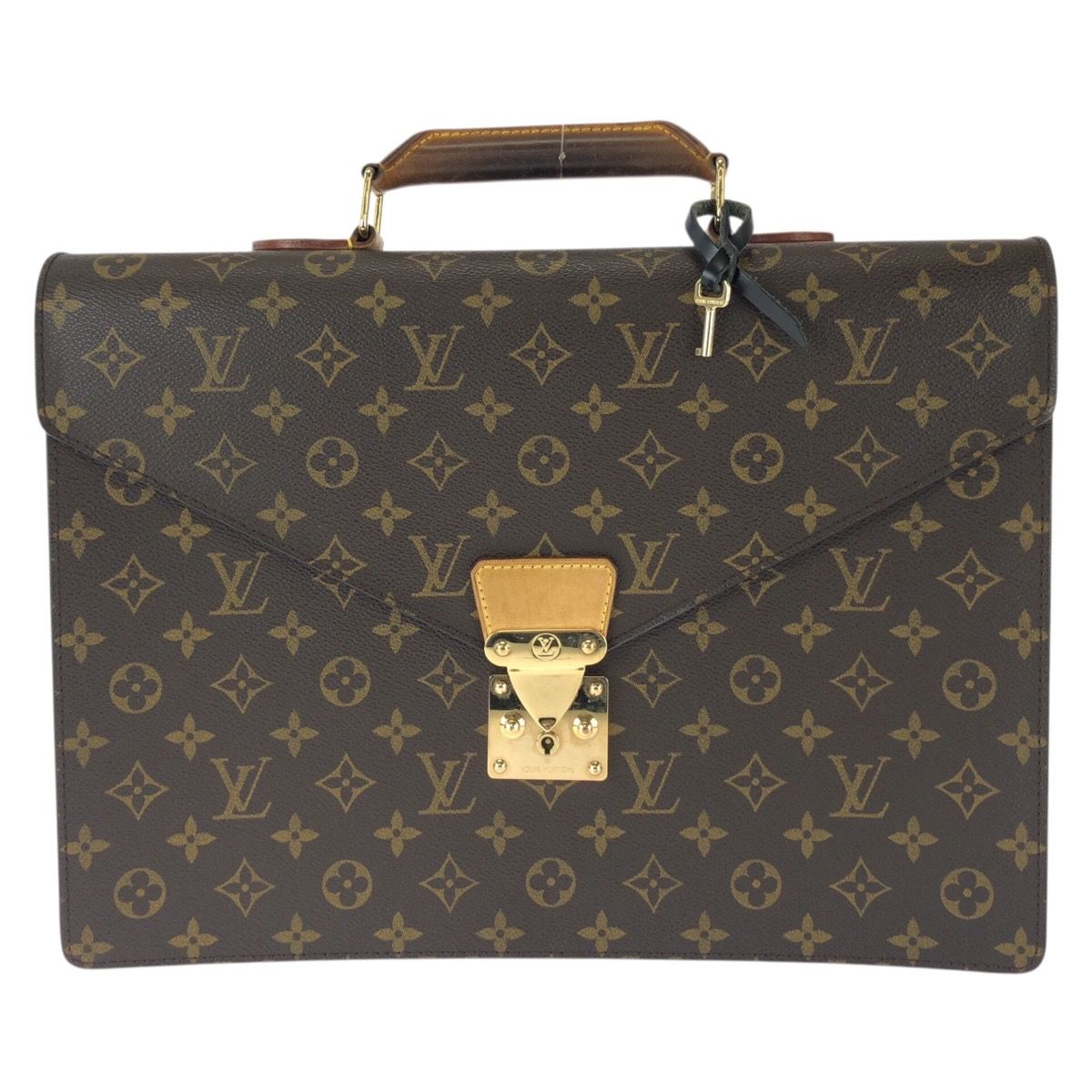 Louis Vuitton Monogram Serviette Conseil Brown Gold Leather Business Bag