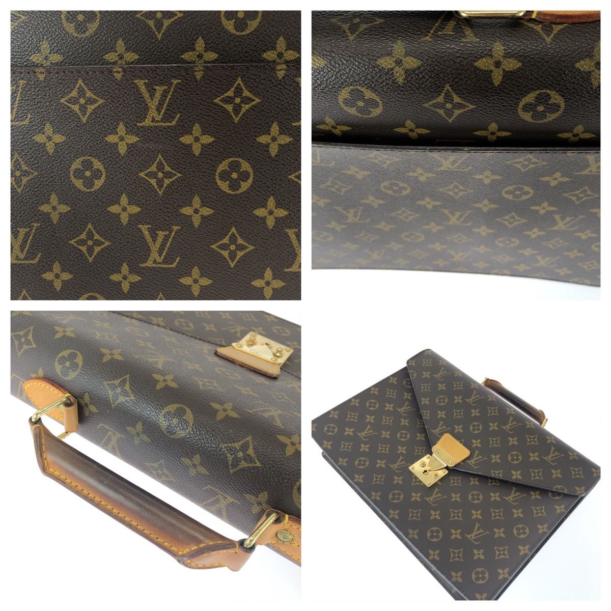 Louis Vuitton Monogram Serviette Conseil Brown Gold Leather Business Bag — view 6
