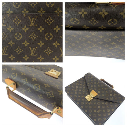 Louis Vuitton Monogram Serviette Conseil Brown Gold Leather Business Bag — view 6