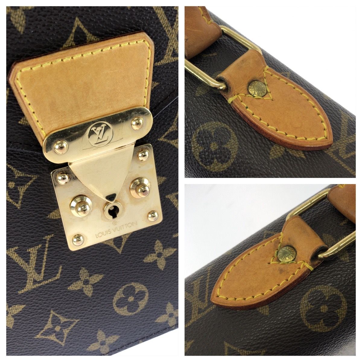 Louis Vuitton Monogram Serviette Conseil Brown Gold Leather Business Bag — view 5