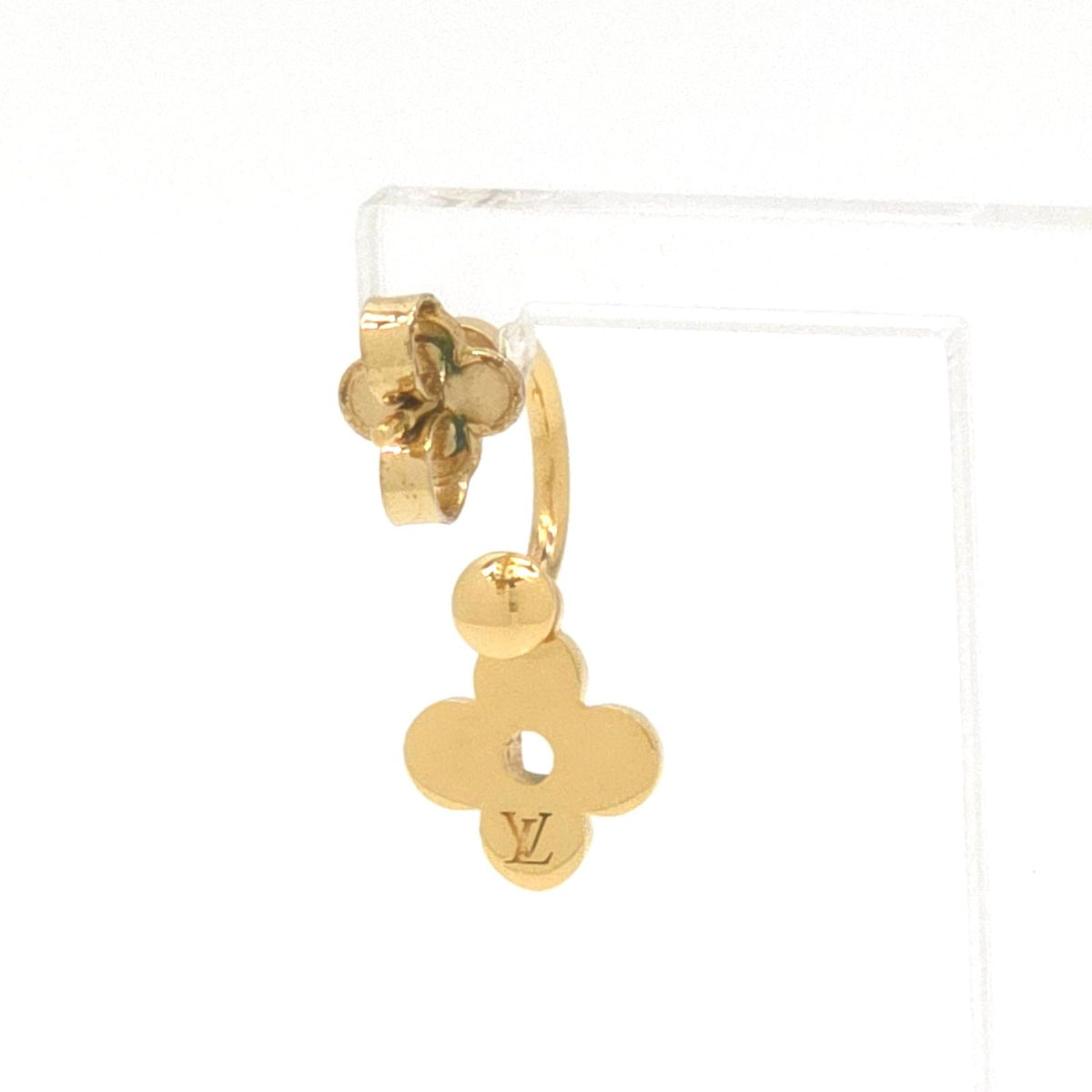 Louis Vuitton Single Earrings Blooming Gold Colored Metal Monogram Flower Motif