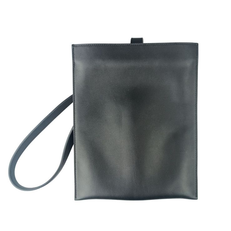 Hermes Shoulder Bag Pochien Plus Black Veau Swift Cross Silver