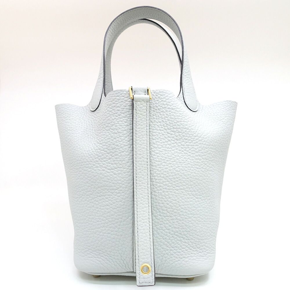 Hermes Picotin Lock PM 18 Light Blue Taurillon Clemence GD Handbag Bag — view 3