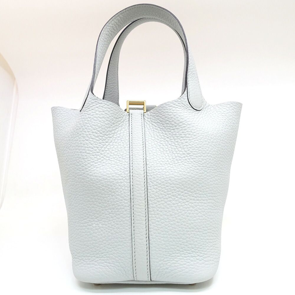 Hermes Picotin Lock PM 18 Light Blue Taurillon Clemence GD Handbag Bag — view 4