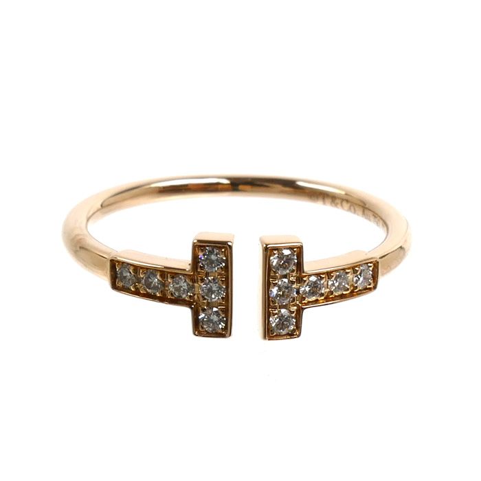 Tiffany & Co 18k Pink Gold T Wire Diamond Ring — view 3