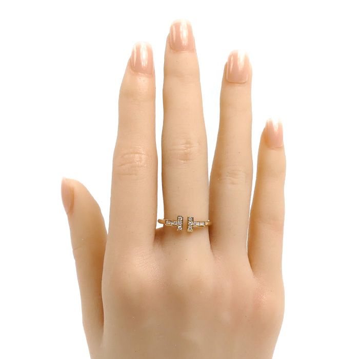 Tiffany & Co 18k Pink Gold T Wire Diamond Ring — view 7