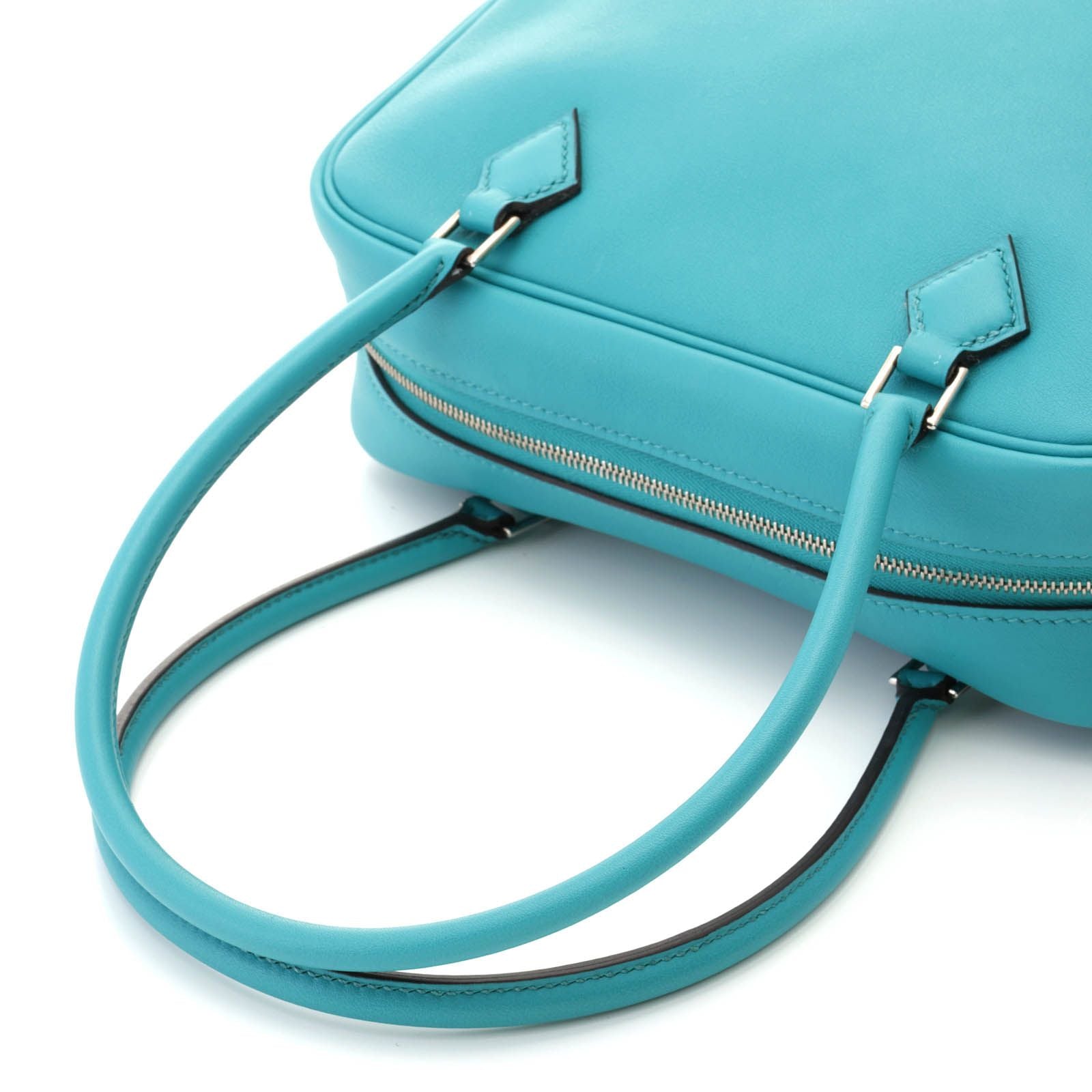 Hermes Mini Plume Blue Paon Silver Handbag Veau Swift — view 4