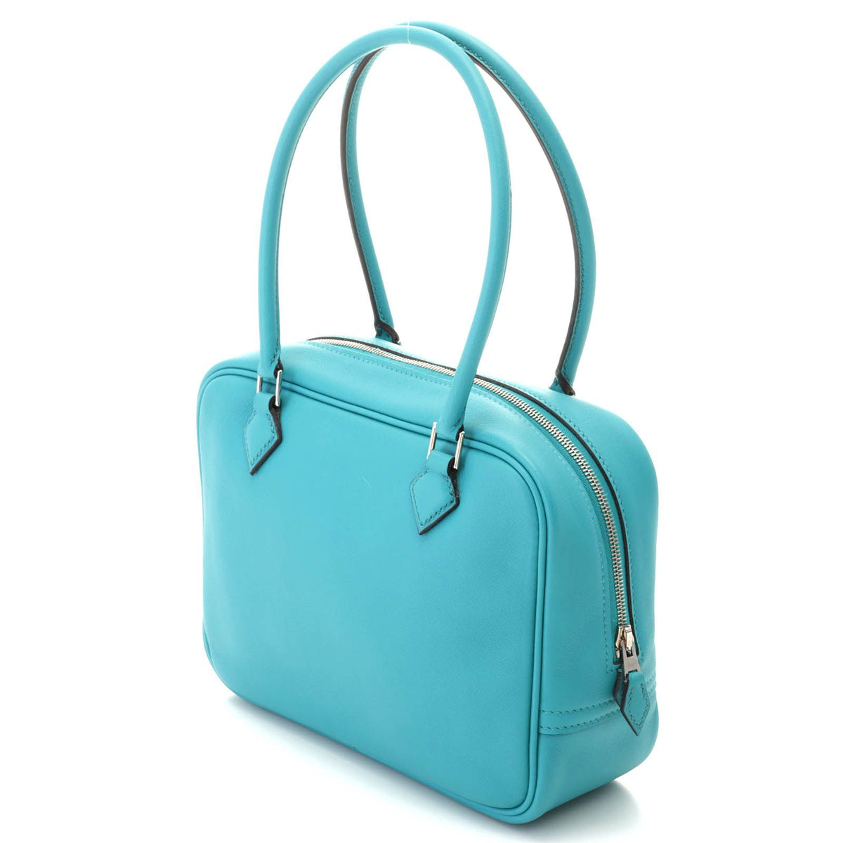 Hermes Mini Plume Blue Paon Silver Handbag Veau Swift — view 2