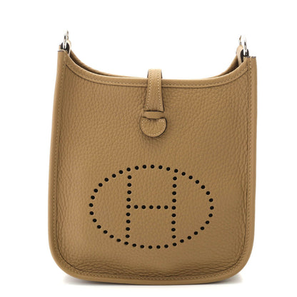 Hermes Evelyne TPM Dune Silver Shoulder Bag Taurillon Clemence