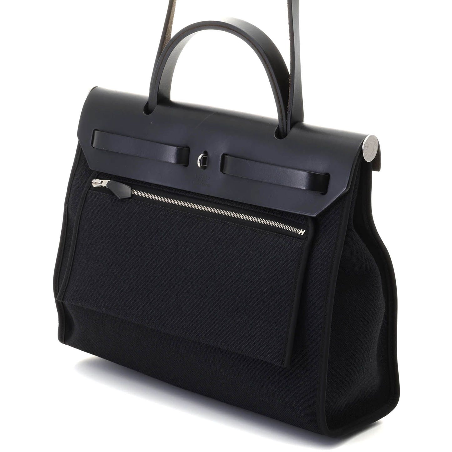 Hermes Herbag Zip PM Black Silver Vache Hunter Handbag — view 2