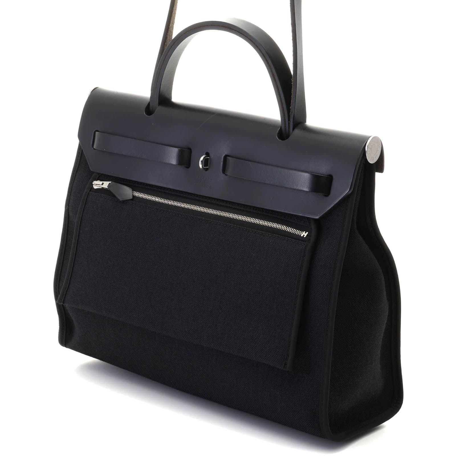Hermes Herbag Zip PM Black Silver Vache Hunter Handbag — view 2