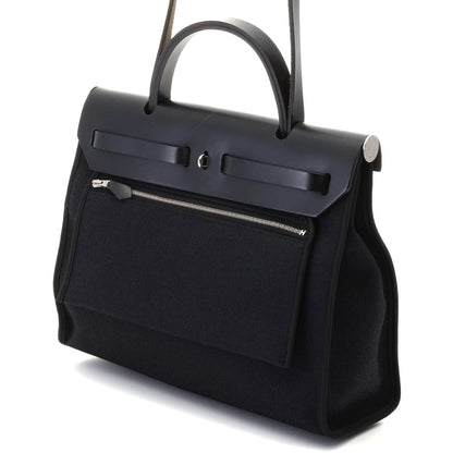 Hermes Herbag Zip PM Black Silver Vache Hunter Handbag — view 2
