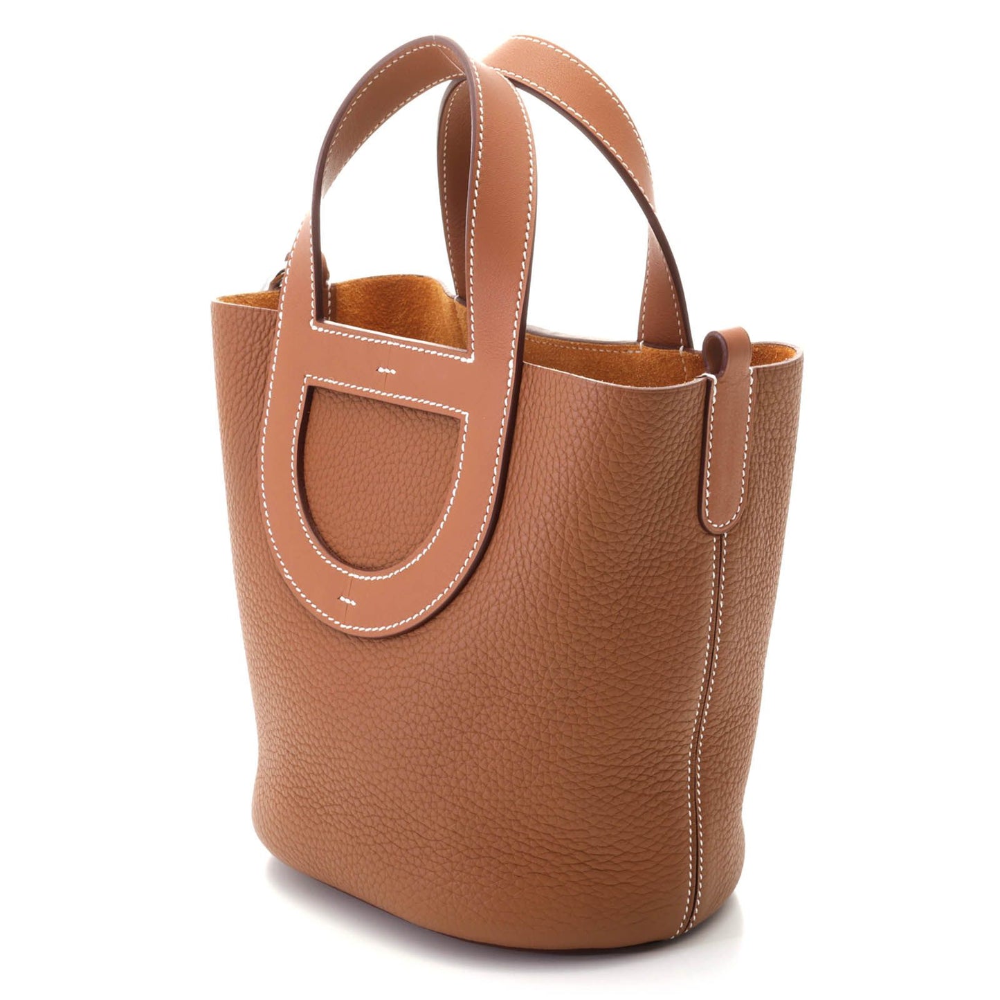Hermes in the Loop 18 Gold Silver Handbag Taurillon Clemence Veau — view 2